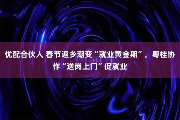 优配合伙人 春节返乡潮变“就业黄金期”，粤桂协作“送岗上门”促就业